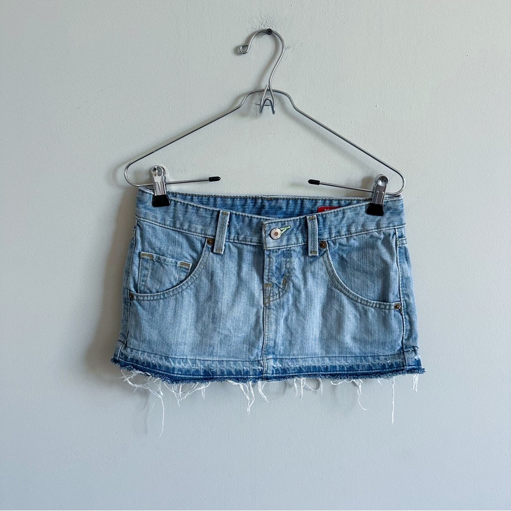 Vintage Light Wash Denim Micro Mini X2 Denim Laboratory Jean Skirt Y2K 90s